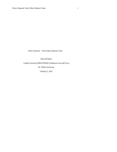 Policy Proposal Verde Valley Medical Center - Page 1 preview image