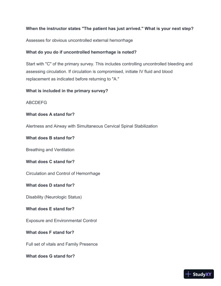2024-2025 TNCC: Trauma Nursing Process with Answers (71 Solved Questions), page 3