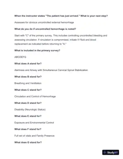 2024-2025 TNCC: Trauma Nursing Process with Answers (71 Solved Questions) - Page 3 preview image