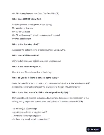 2024-2025 TNCC: Trauma Nursing Process with Answers (71 Solved Questions) - Page 4 preview image