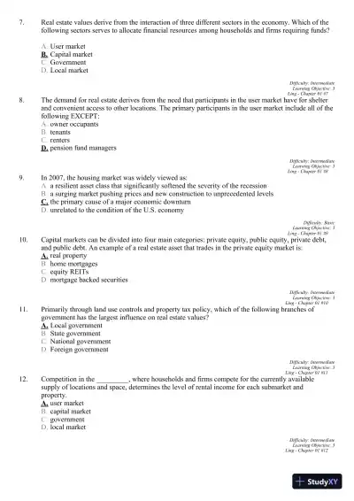 Real Estate Principles: A Value Approach (The Mcgraw-hill/Irwin Series in Finance, Insurance, and Real Estate) 3rd Edition Test Bank - Page 6 preview image
