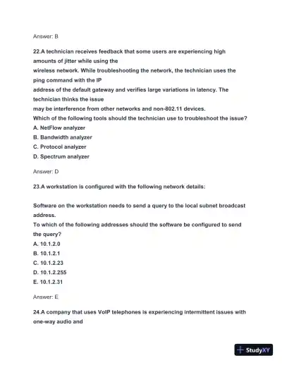 2024-2025 N10-008 Network+ Practice Exam with Answers (131 Solved Questions) - Page 10 preview image