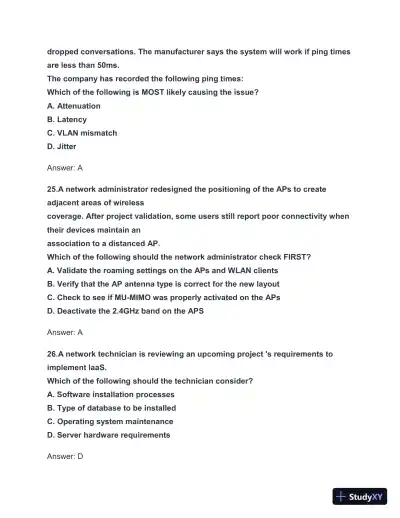 2024-2025 N10-008 Network+ Practice Exam with Answers (131 Solved Questions) - Page 11 preview image