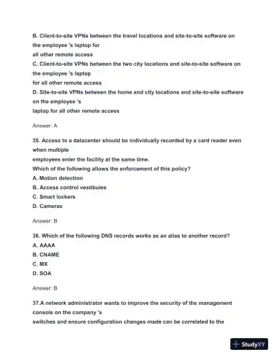 2024-2025 N10-008 Network+ Practice Exam with Answers (131 Solved Questions) - Page 15 preview image