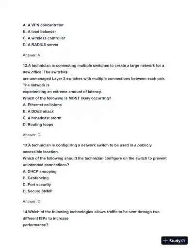 2024-2025 N10-008 Network+ Practice Exam with Answers (131 Solved Questions) - Page 6 preview image