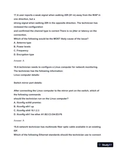 2024-2025 N10-008 Network+ Practice Exam with Answers (131 Solved Questions) - Page 8 preview image