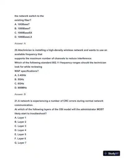 2024-2025 N10-008 Network+ Practice Exam with Answers (131 Solved Questions) - Page 9 preview image