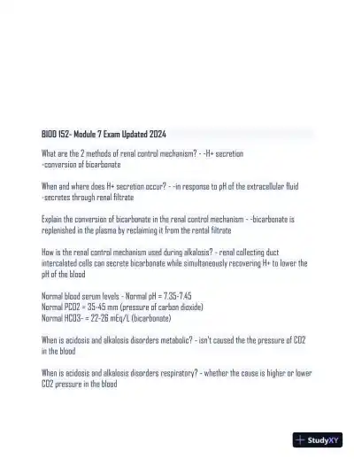 2024 BIOD 152 - Portage Learning Anatomy and Physiology Module 1-7 Exam With Answers (159 Solved Questions) - Page 1 preview image