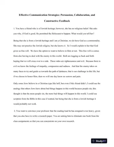 Effective Communication Strategies: Persuasion, Collaboration, and Constructive Feedback - Page 1 preview image