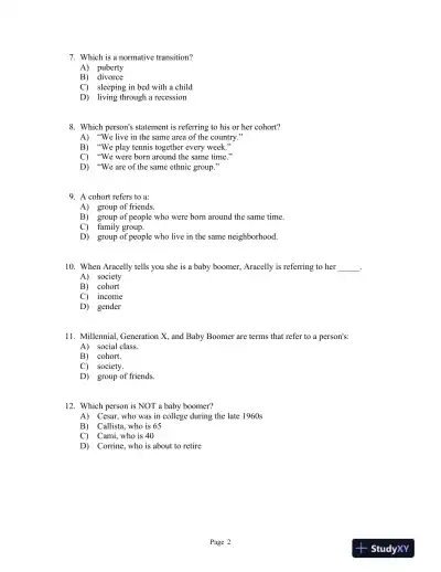 Experiencing the Lifespan Fourth Canadian Edition Test Bank - Page 11 preview image