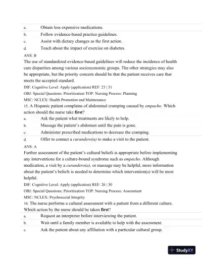 Test Bank For Medical-Surgical Nursing: Assessment and Management of Clinical Problems, 9th Edition - Page 19 preview image