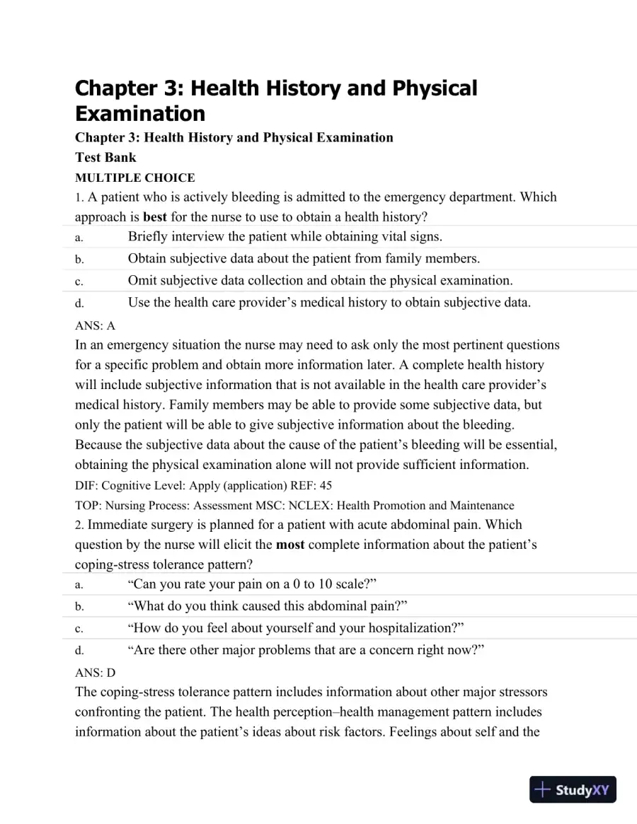 Test Bank For Medical-Surgical Nursing: Assessment and Management of Clinical Problems, 9th Edition, page 22