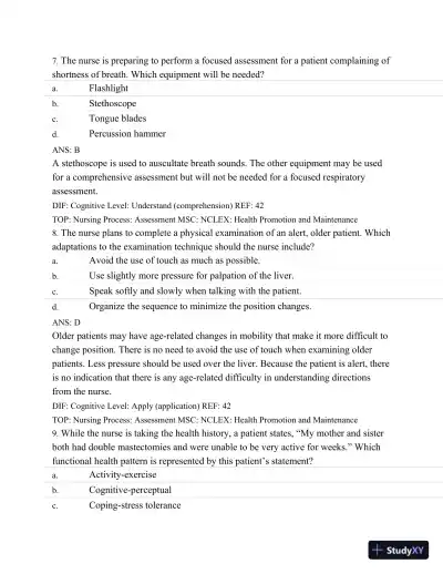Test Bank For Medical-Surgical Nursing: Assessment and Management of Clinical Problems, 9th Edition - Page 25 preview image