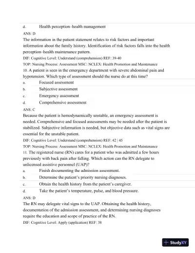 Test Bank For Medical-Surgical Nursing: Assessment and Management of Clinical Problems, 9th Edition - Page 26 preview image