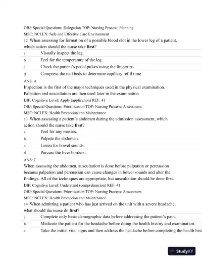 Test Bank For Medical-Surgical Nursing: Assessment and Management of Clinical Problems, 9th Edition - Page 27 preview image