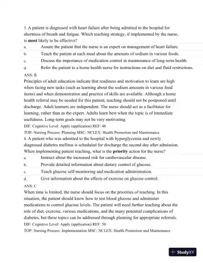 Test Bank For Medical-Surgical Nursing: Assessment and Management of Clinical Problems, 9th Edition - Page 30 preview image
