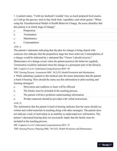 Test Bank For Medical-Surgical Nursing: Assessment and Management of Clinical Problems, 9th Edition - Page 31 preview image