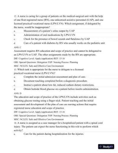 Test Bank For Medical-Surgical Nursing: Assessment and Management of Clinical Problems, 9th Edition - Page 7 preview image