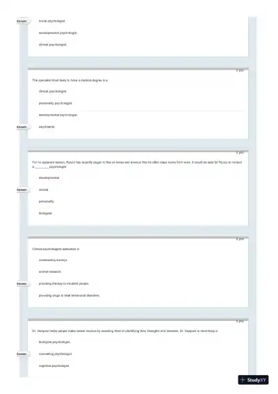 Test Bank For Psychology in Everyday Life, 2nd Edition - Page 14 preview image