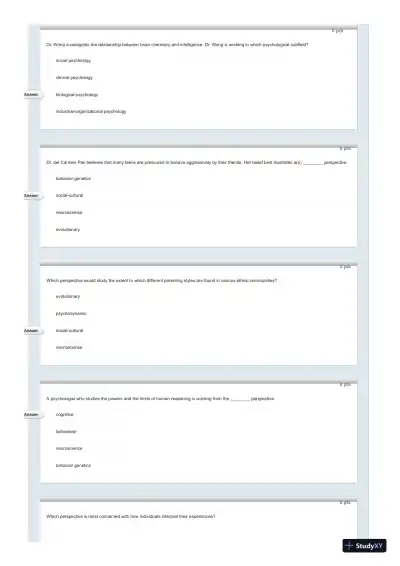 Test Bank For Psychology in Everyday Life, 2nd Edition - Page 16 preview image