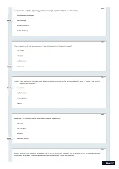 Test Bank For Psychology in Everyday Life, 2nd Edition - Page 6 preview image