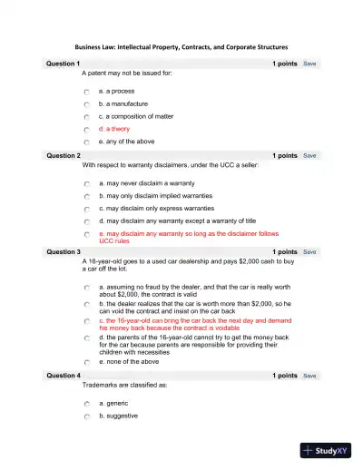 Business Law: Intellectual Property, Contracts, And Corporate Structures - Page 1 preview image