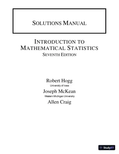 Solution Manual For Introduction To Mathematical Statistics, 7th Edition - Page 1 preview image