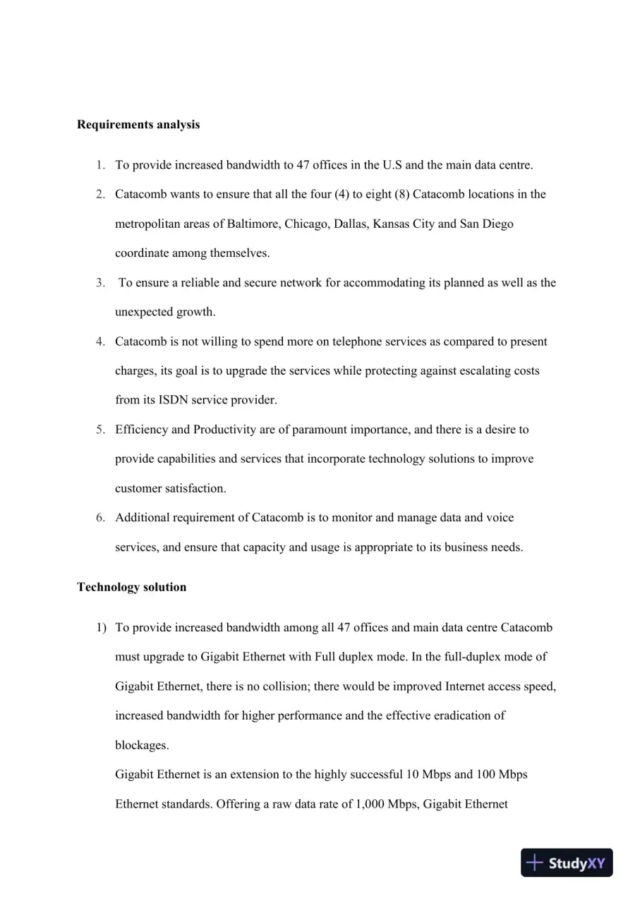 IFSM 370 Project 3: Case Study : Catacomb Networking Solution, page 3