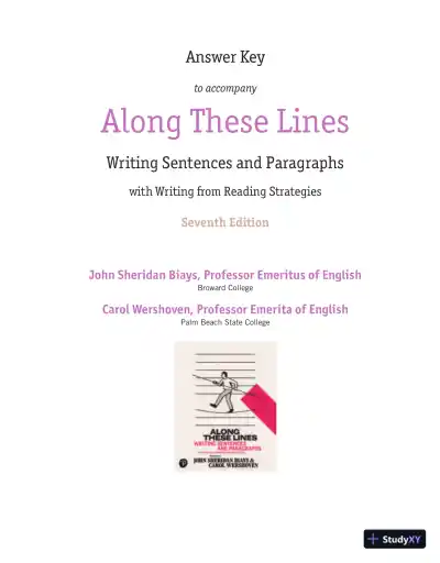Solution Manual for Along These Lines: Writing Sentences and Paragraphs, 7th Edition - Page 1 preview image