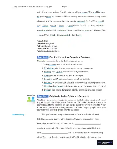 Solution Manual for Along These Lines: Writing Sentences and Paragraphs, 7th Edition - Page 7 preview image