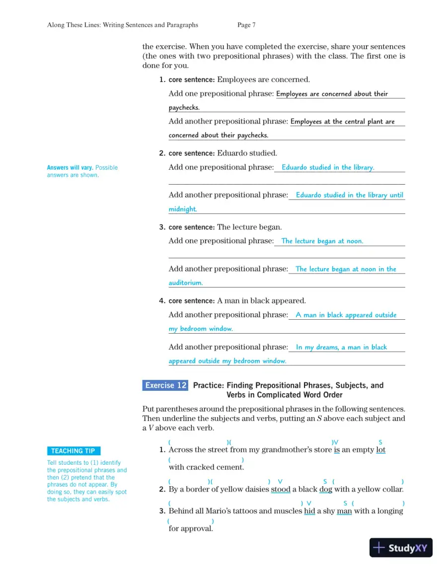 Solution Manual for Along These Lines: Writing Sentences and Paragraphs, 7th Edition, page 9