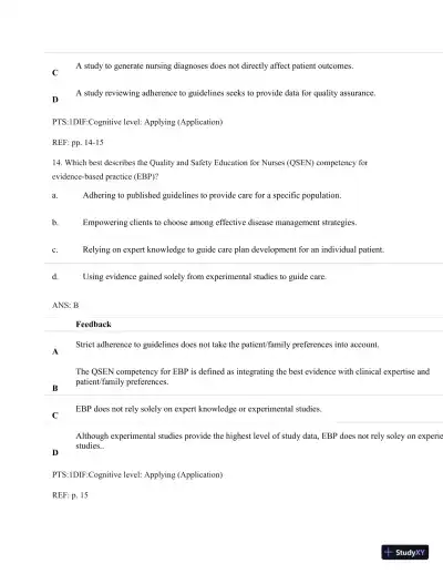 Understanding Nursing Research: Building An Evidence-Based Practice, 6th Edition Test Bank - Page 12 preview image