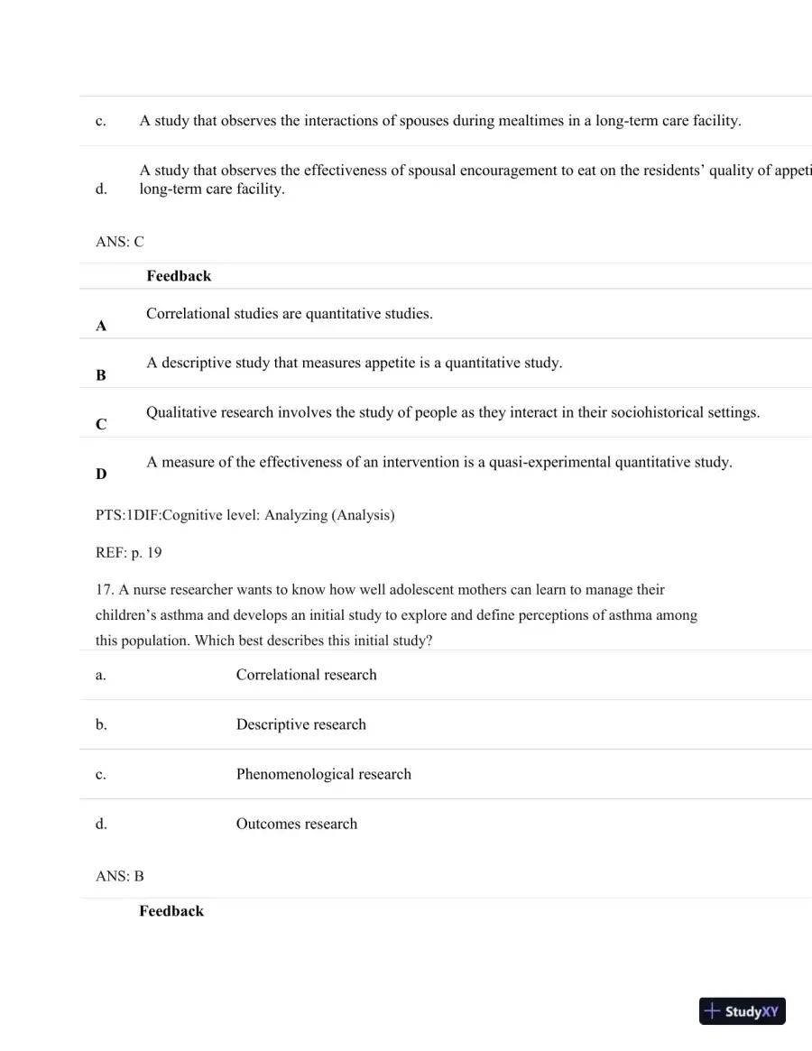 Understanding Nursing Research: Building An Evidence-Based Practice, 6th Edition Test Bank, page 14