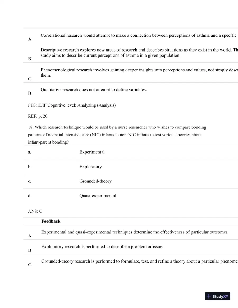 Understanding Nursing Research: Building An Evidence-Based Practice, 6th Edition Test Bank, page 15