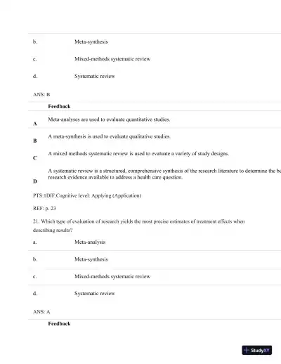 Understanding Nursing Research: Building An Evidence-Based Practice, 6th Edition Test Bank - Page 17 preview image