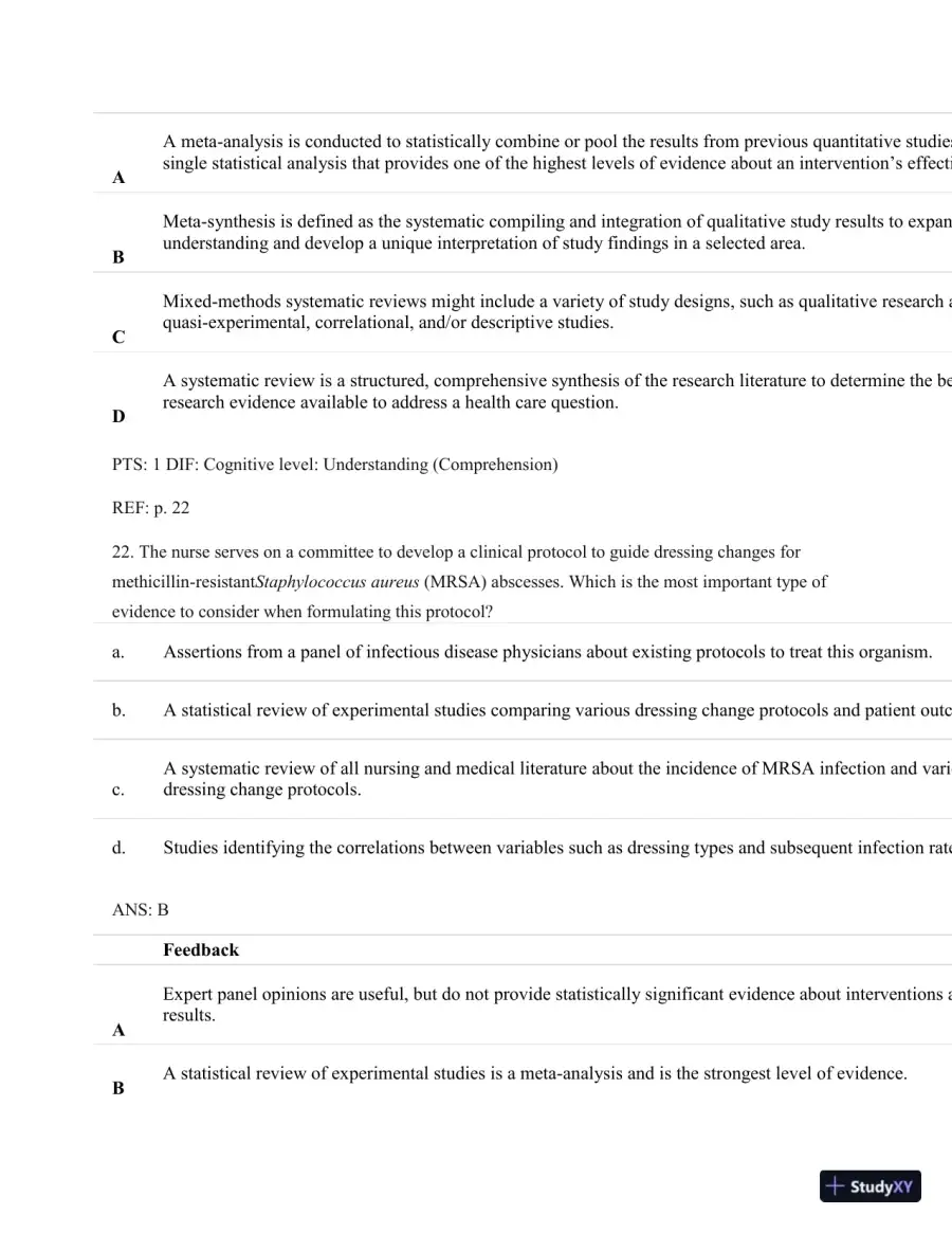 Understanding Nursing Research: Building An Evidence-Based Practice, 6th Edition Test Bank, page 18