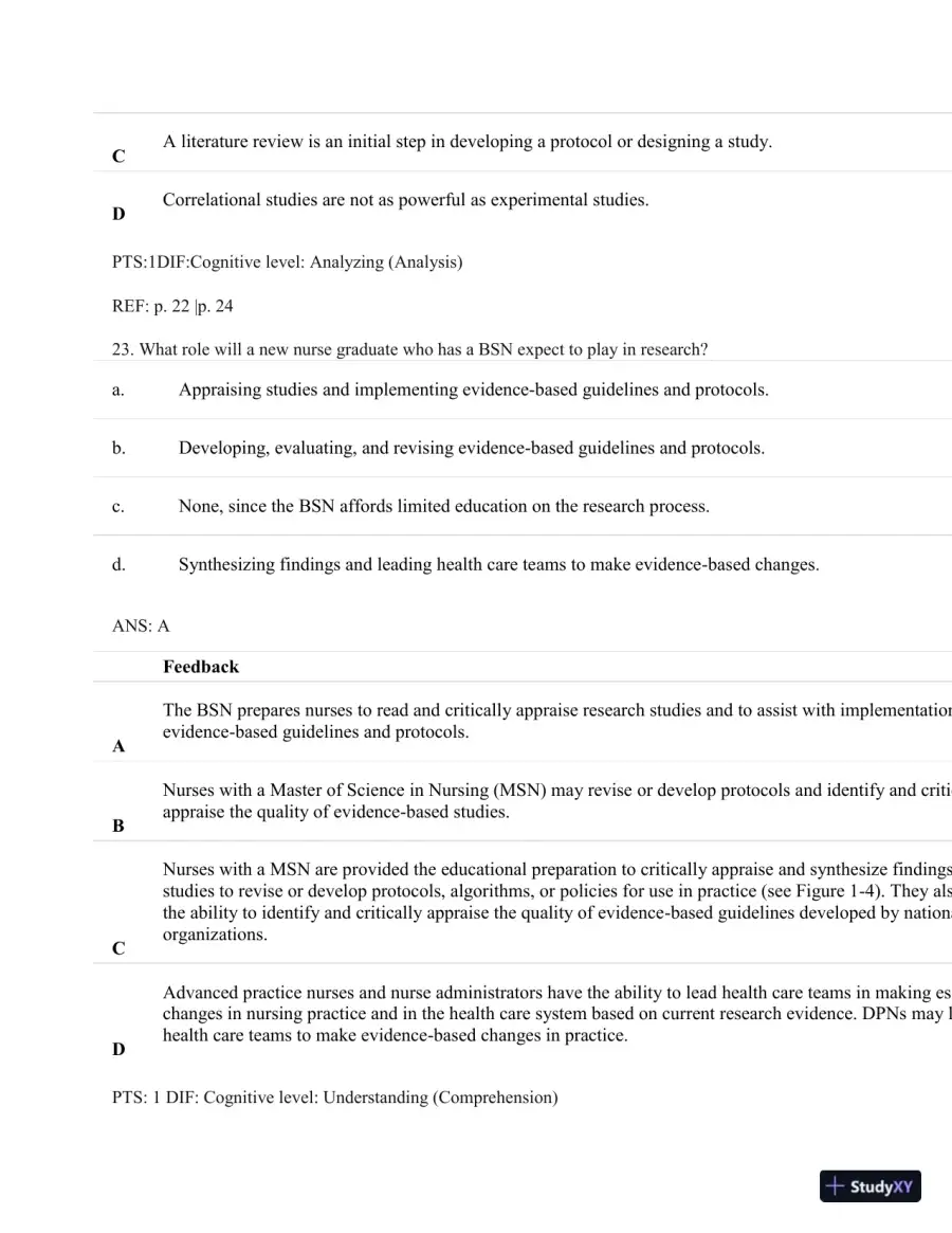 Understanding Nursing Research: Building An Evidence-Based Practice, 6th Edition Test Bank, page 19