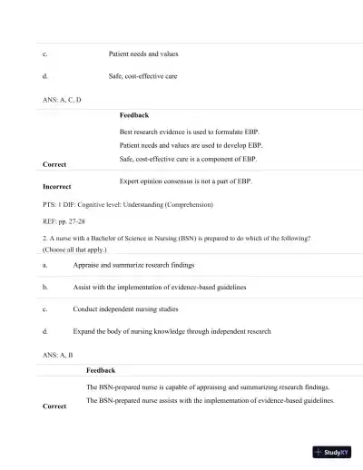 Understanding Nursing Research: Building An Evidence-Based Practice, 6th Edition Test Bank - Page 21 preview image