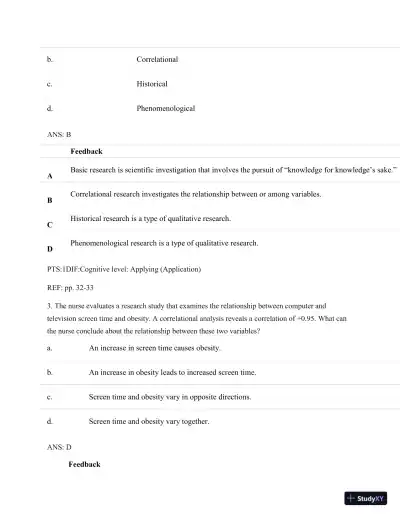 Understanding Nursing Research: Building An Evidence-Based Practice, 6th Edition Test Bank - Page 24 preview image