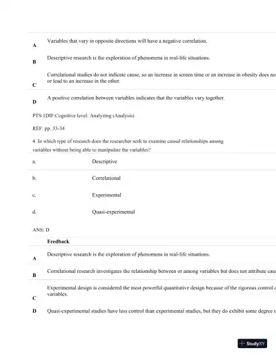 Understanding Nursing Research: Building An Evidence-Based Practice, 6th Edition Test Bank - Page 25 preview image