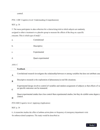 Understanding Nursing Research: Building An Evidence-Based Practice, 6th Edition Test Bank - Page 26 preview image