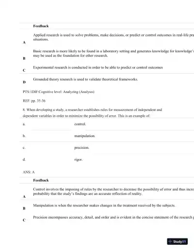 Understanding Nursing Research: Building An Evidence-Based Practice, 6th Edition Test Bank - Page 28 preview image