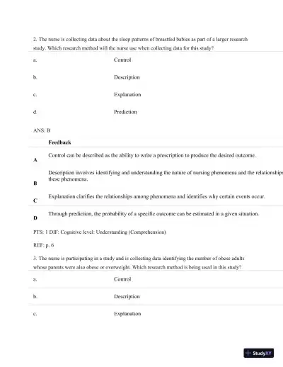 Understanding Nursing Research: Building An Evidence-Based Practice, 6th Edition Test Bank - Page 3 preview image