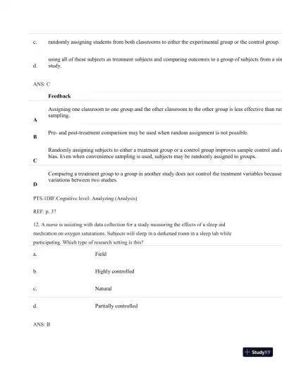 Understanding Nursing Research: Building An Evidence-Based Practice, 6th Edition Test Bank - Page 31 preview image