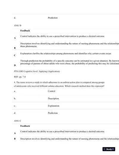 Understanding Nursing Research: Building An Evidence-Based Practice, 6th Edition Test Bank - Page 4 preview image