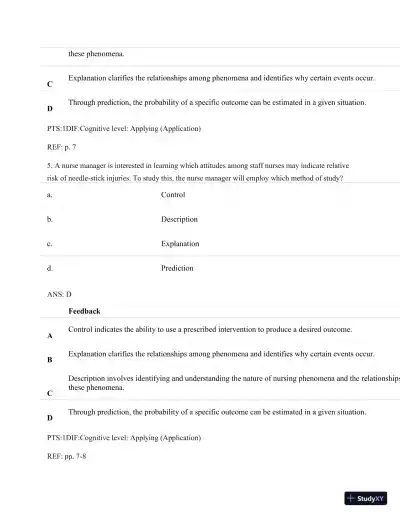 Understanding Nursing Research: Building An Evidence-Based Practice, 6th Edition Test Bank - Page 5 preview image