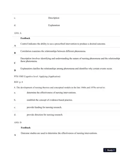 Understanding Nursing Research: Building An Evidence-Based Practice, 6th Edition Test Bank - Page 7 preview image