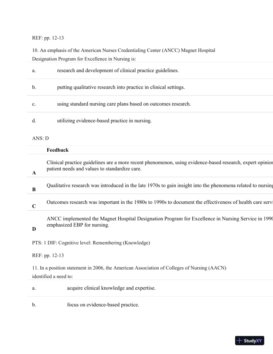 Understanding Nursing Research: Building An Evidence-Based Practice, 6th Edition Test Bank, page 9