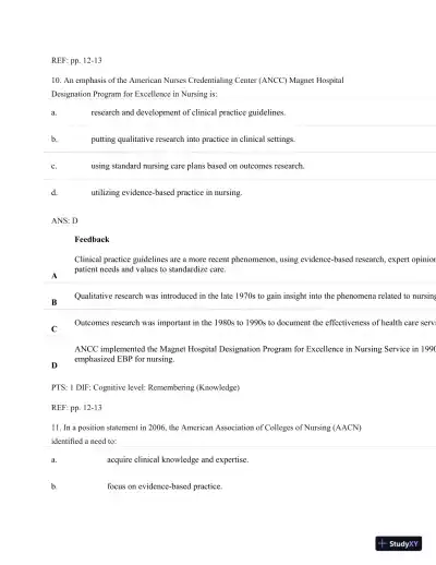 Understanding Nursing Research: Building An Evidence-Based Practice, 6th Edition Test Bank - Page 9 preview image