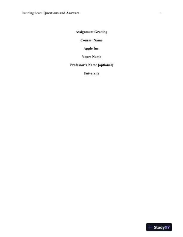 Strategic Analysis of Apple Inc.: Vision, Mission, Globalization, and Financial Performance: Assignment Grading - Page 1 preview image